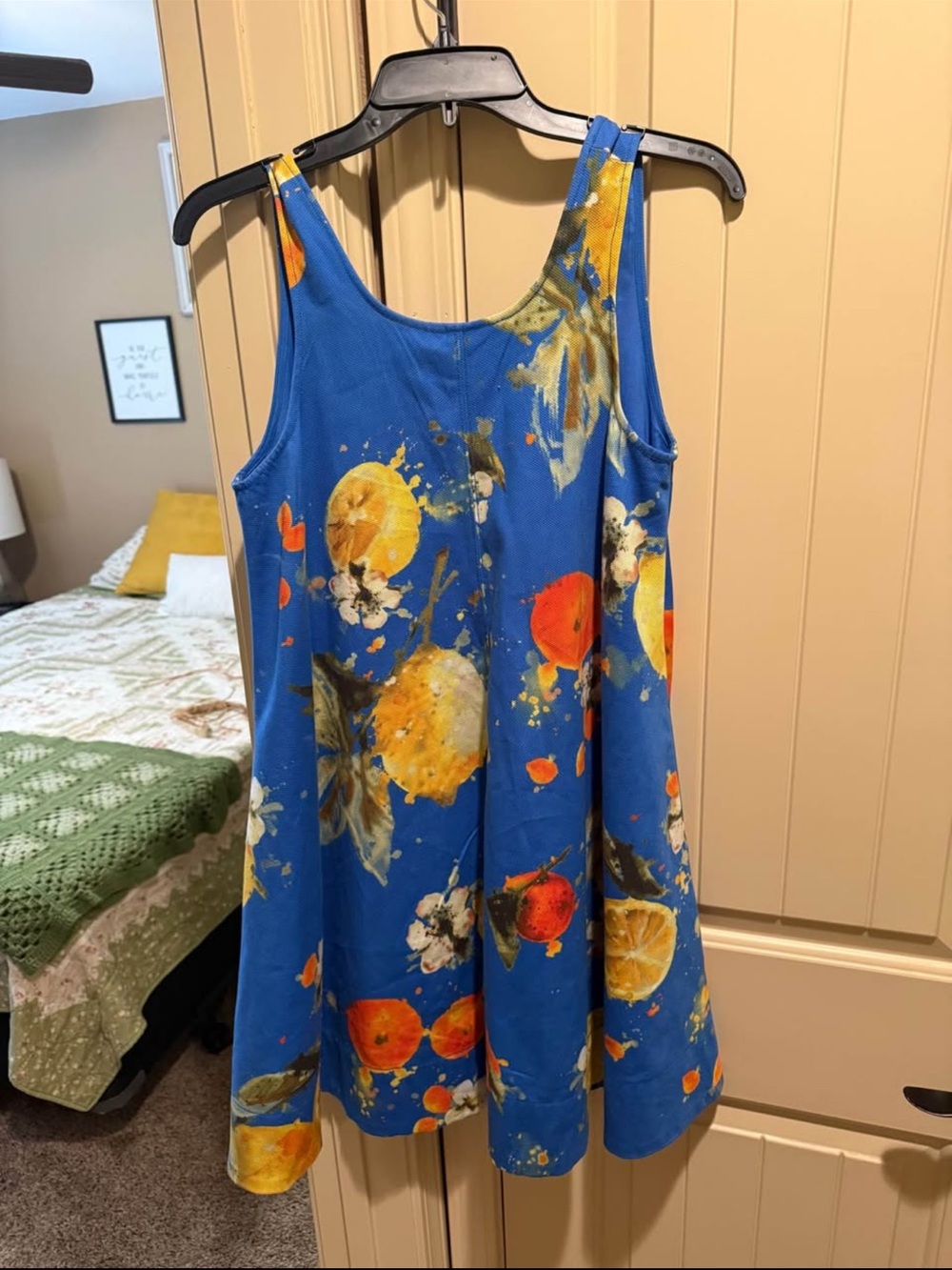 Anthropologie Royal Blue Fruit Print Sundress